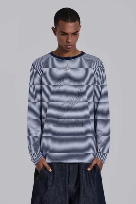62 Stripe Navy-shirt met lange mouwen