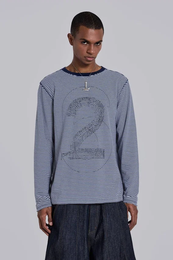 62 Stripe Navy-shirt met lange mouwen