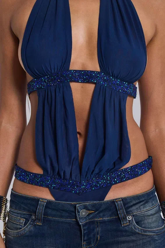 6AM Bodysuit met uitsnijdingen in Midnight