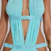 6AM Maxi-jurk met uitsnijdingen in turquoise