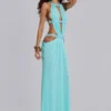 6AM Maxi-jurk met uitsnijdingen in turquoise