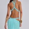 6AM Maxi-jurk met uitsnijdingen in turquoise