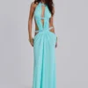6AM Maxi-jurk met uitsnijdingen in turquoise