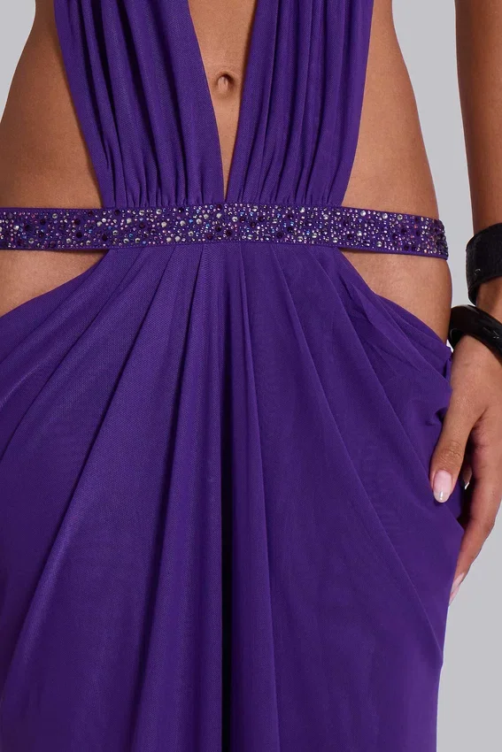 6AM Maxi-jurk met uitsnijdingen in violet
