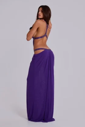 6AM Maxi-jurk met uitsnijdingen in violet