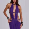 6AM Maxi-jurk met uitsnijdingen in violet