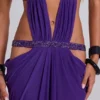 6AM Maxi-jurk met uitsnijdingen in violet