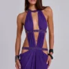 6AM Maxi-jurk met uitsnijdingen in violet