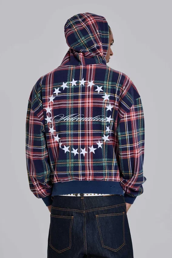 Adrenaline geruite hoodie met rits