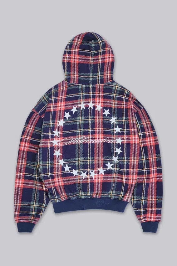 Adrenaline geruite hoodie met rits