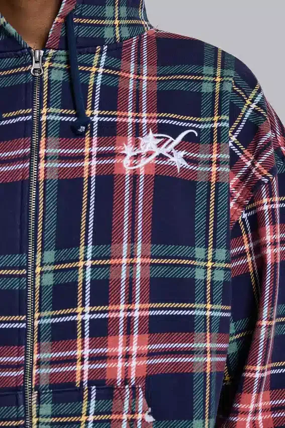 Adrenaline geruite hoodie met rits