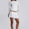 Aerea Burnout-top met lange mouwen en stippen in mistkleur