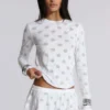 Aerea Burnout-top met lange mouwen en stippen in mistkleur