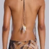 Alameda metallic chiffon maxi-jurk met cowl en open rug