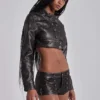 Alektra militair PU-leren cropped jasje