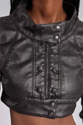 Alektra militair PU-leren cropped jasje