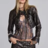 Alektra militair PU-leren cropped jasje