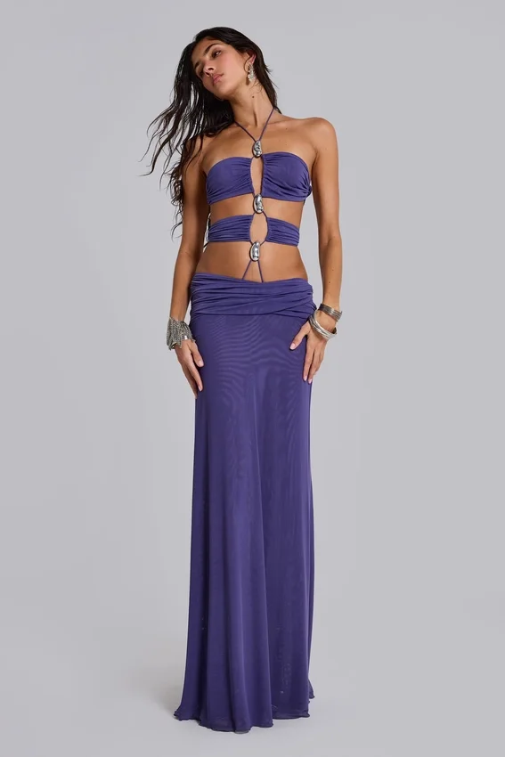 Amara maxi-jurk met bandjes en metalen afwerking