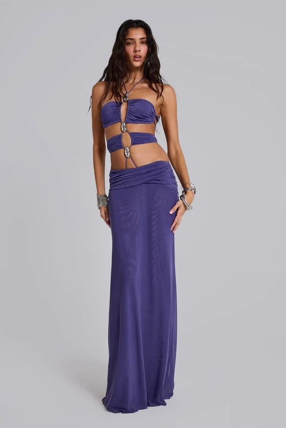 Amara maxi-jurk met bandjes en metalen afwerking