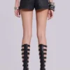Ardor gecoate mini-denimshort in zwart