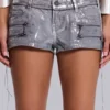 Ardor gecoate mini-denimshorts in zilver