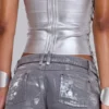 Ardor gecoate mini-denimshorts in zilver