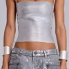 Ardor gecoate mini-denimshorts in zilver