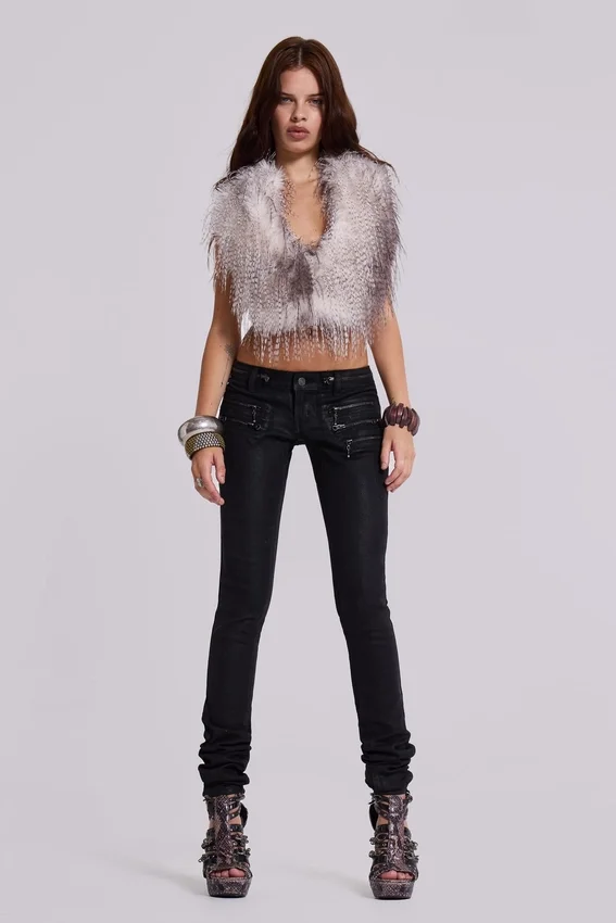 Ardor gecoate skinny jeans met lage taille
