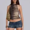 Ardor mini-denimshort in blauwe wassing