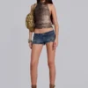 Ardor mini-denimshort in blauwe wassing