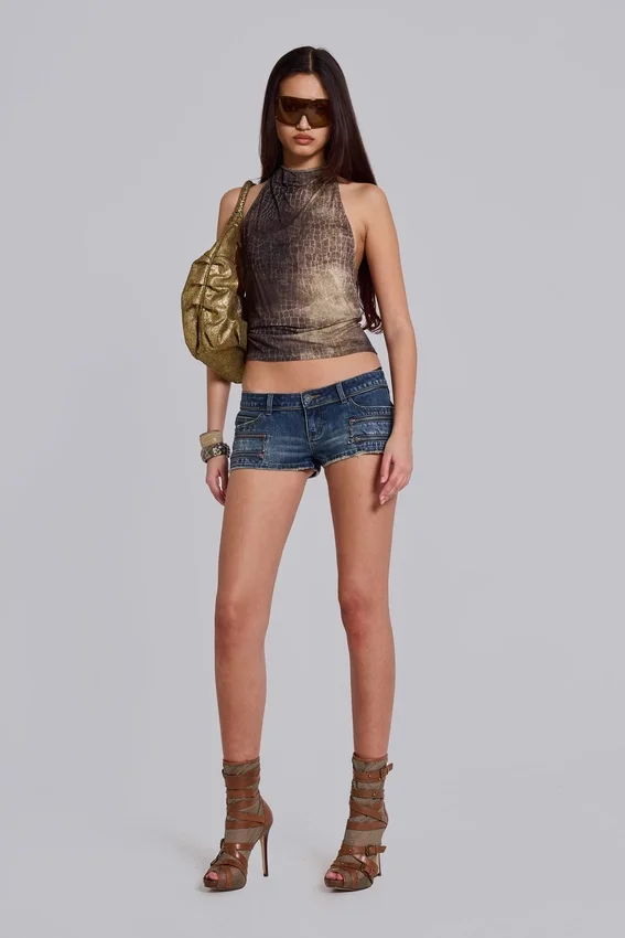 Ardor mini-denimshort in blauwe wassing