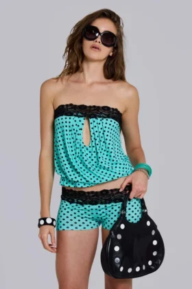 Ashlee Top met polkadot-kant