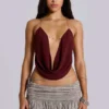 Asteria rugloze cowl-top in bordeauxrood