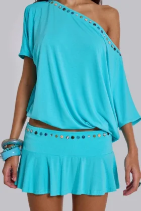 Azurae top met studs en open rug