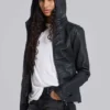 Bedrock gewaxt denimjack met capuchon