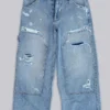 Blauwe vintage verweerde timmermansjeans