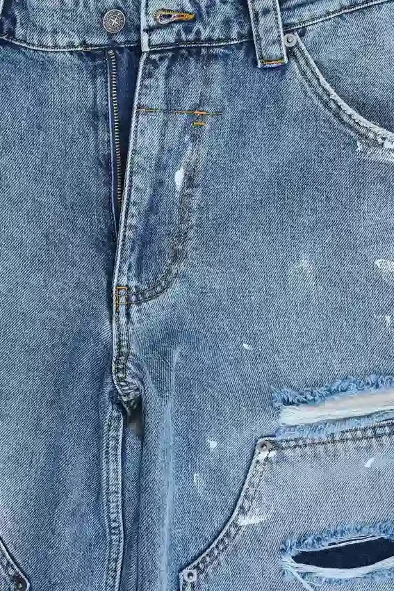 Blauwe vintage verweerde timmermansjeans