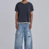 Blauwe vintage verweerde timmermansjeans