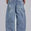 Blauwe vintage verweerde timmermansjeans