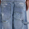 Blauwe vintage verweerde timmermansjeans
