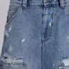 Blauwe vintage verweerde timmermansjeans