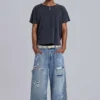 Blauwe vintage verweerde timmermansjeans