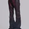 Bordeauxrode bootcut-broek van imitatieleer met studs