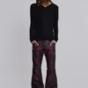 Bordeauxrode bootcut-broek van imitatieleer met studs