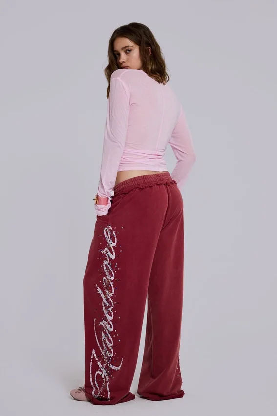 Bordeauxrode Hardcore Jewel Monster Joggers