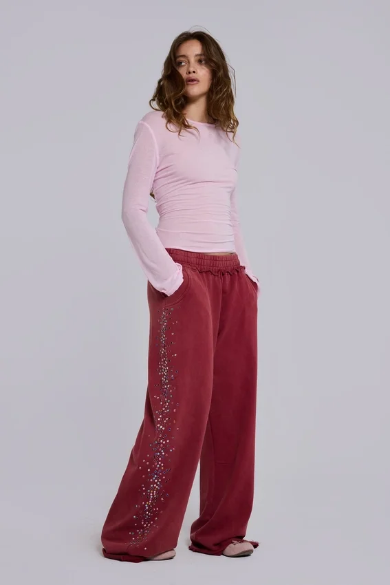 Bordeauxrode Hardcore Jewel Monster Joggers