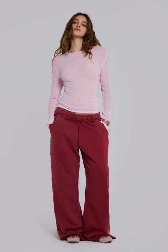Bordeauxrode Hardcore Jewel Monster Joggers
