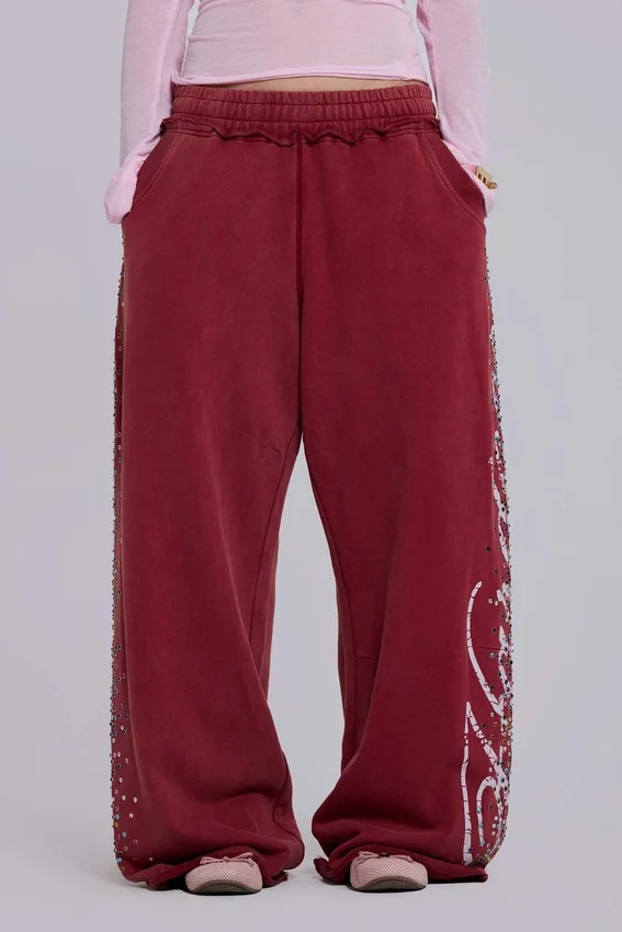 Bordeauxrode Hardcore Jewel Monster Joggers