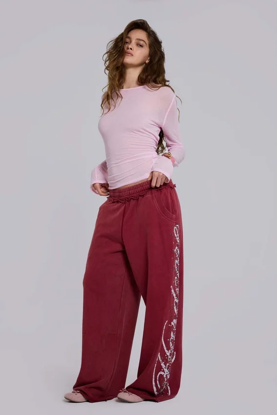 Bordeauxrode Hardcore Jewel Monster Joggers