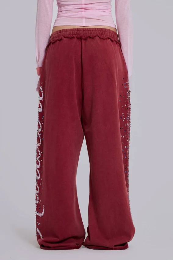 Bordeauxrode Hardcore Jewel Monster Joggers